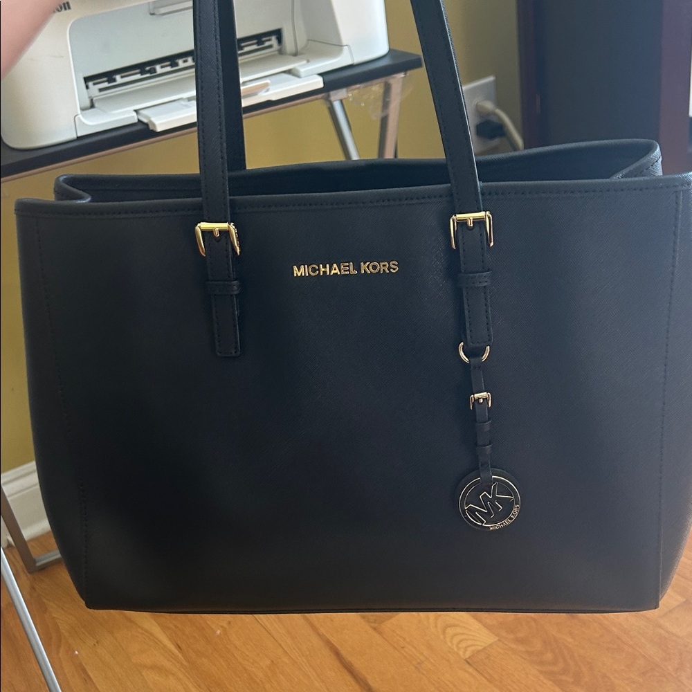 Michael Kors Black Tote with Gold Accents
